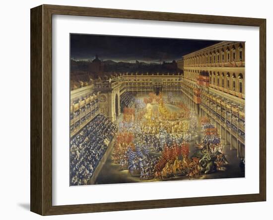 Celebrations at Palazzo Barberini in Honor of Queen Christine of Sweden's Arrival in Rome in 1656-null-Framed Giclee Print