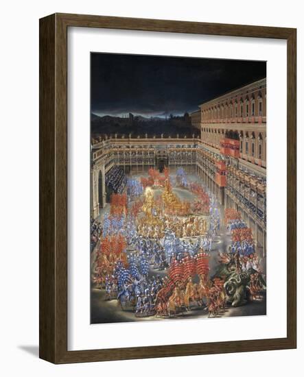 Celebrations at Palazzo Barberini in Honor of Queen Christine of Sweden's Arrival in Rome in 1656-null-Framed Giclee Print