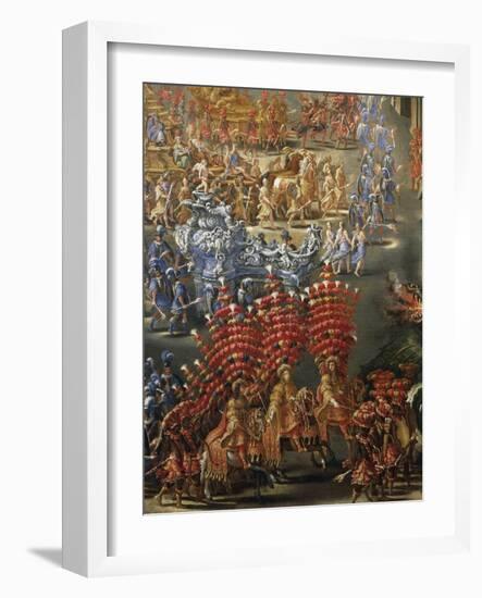 Celebrations at Palazzo Barberini in Honor of Queen Christine of Sweden's Arrival in Rome in 1656-null-Framed Giclee Print