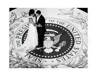 President Obama and The First Lady (b/w)-Celebrity Photography-Laminated Art Print