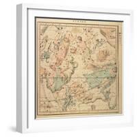 Celestial Chart: Summer, Showing Signs of Zodiac, Positions of Stars and Astrological Instruments-null-Framed Giclee Print