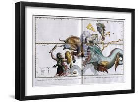 Celestial Map of the Constellations: Orion, Taurus, Aries and Pisces, 1666-1668-null-Framed Giclee Print