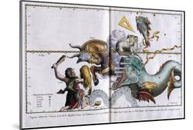 Celestial Map of the Constellations: Orion, Taurus, Aries and Pisces, 1666-1668-null-Mounted Giclee Print