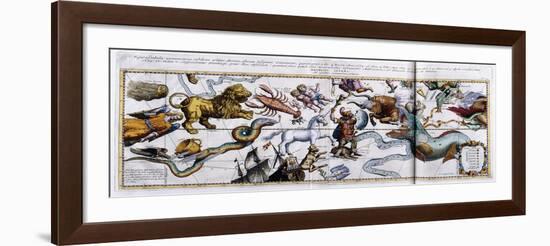 Celestial Map of the Constellations: Orion, Taurus, Aries, Pisces Etc, 1666-1668-null-Framed Giclee Print