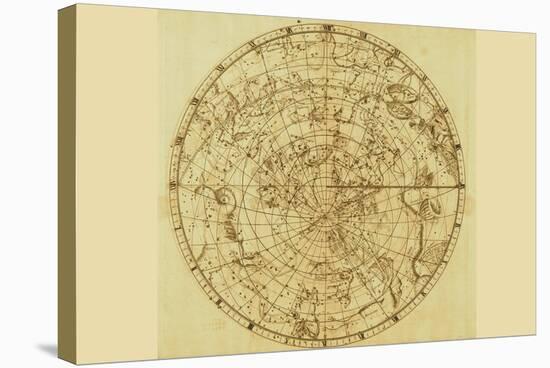 Celestial Map of the Mythological Heavens with Zodiacal Characters-Sir John Flamsteed-Stretched Canvas