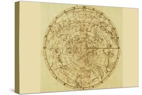 Celestial Map of the Mythological Heavens with Zodiacal Characters-Sir John Flamsteed-Stretched Canvas