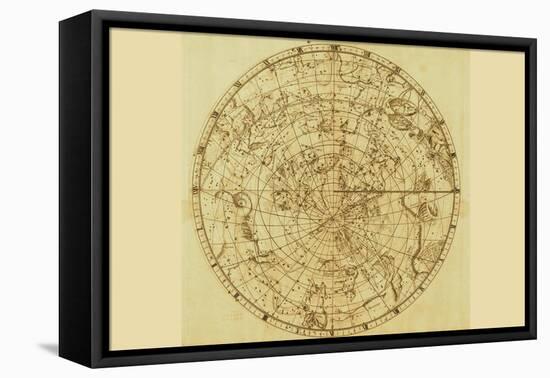 Celestial Map of the Mythological Heavens with Zodiacal Characters-Sir John Flamsteed-Framed Stretched Canvas