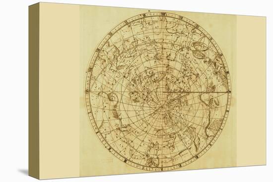 Celestial Map of the Mythological Heavens with Zodiacal Characters-Sir John Flamsteed-Stretched Canvas