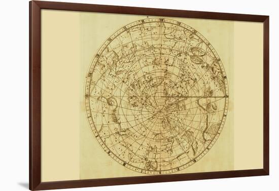 Celestial Map of the Mythological Heavens with Zodiacal Characters-Sir John Flamsteed-Framed Art Print