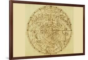 Celestial Map of the Mythological Heavens with Zodiacal Characters-Sir John Flamsteed-Framed Art Print