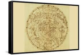 Celestial Map of the Mythological Heavens with Zodiacal Characters-Sir John Flamsteed-Framed Stretched Canvas