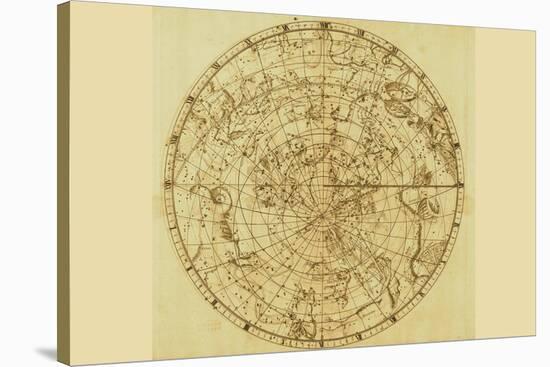 Celestial Map of the Mythological Heavens with Zodiacal Characters-Sir John Flamsteed-Stretched Canvas