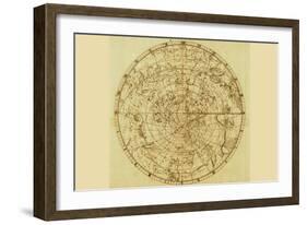 Celestial Map of the Mythological Heavens with Zodiacal Characters-Sir John Flamsteed-Framed Art Print