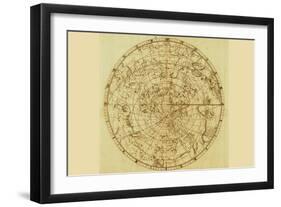 Celestial Map of the Mythological Heavens with Zodiacal Characters-Sir John Flamsteed-Framed Art Print