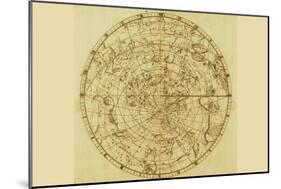 Celestial Map of the Mythological Heavens with Zodiacal Characters-Sir John Flamsteed-Mounted Art Print