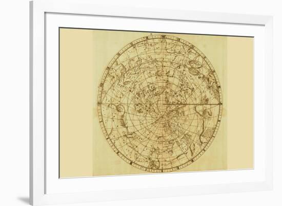 Celestial Map of the Mythological Heavens with Zodiacal Characters-Sir John Flamsteed-Framed Premium Giclee Print