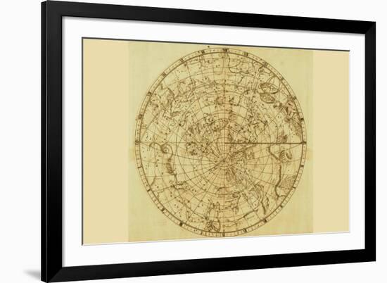 Celestial Map of the Mythological Heavens with Zodiacal Characters-Sir John Flamsteed-Framed Premium Giclee Print