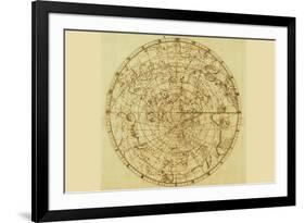 Celestial Map of the Mythological Heavens with Zodiacal Characters-Sir John Flamsteed-Framed Premium Giclee Print