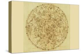 Celestial Map of the Mythological Heavens with Zodiacal Characters-Sir John Flamsteed-Stretched Canvas