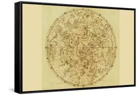 Celestial Map of the Mythological Heavens with Zodiacal Characters-Sir John Flamsteed-Framed Stretched Canvas