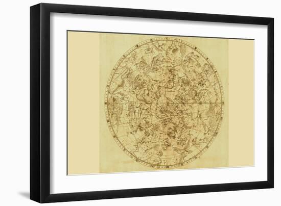 Celestial Map of the Mythological Heavens with Zodiacal Characters-Sir John Flamsteed-Framed Art Print