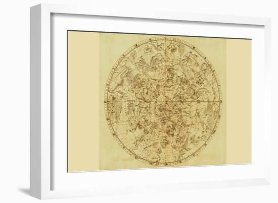 Celestial Map of the Mythological Heavens with Zodiacal Characters-Sir John Flamsteed-Framed Art Print