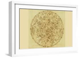 Celestial Map of the Mythological Heavens with Zodiacal Characters-Sir John Flamsteed-Framed Art Print