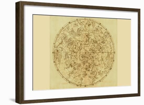 Celestial Map of the Mythological Heavens with Zodiacal Characters-Sir John Flamsteed-Framed Art Print