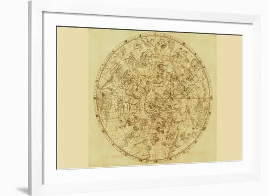 Celestial Map of the Mythological Heavens with Zodiacal Characters-Sir John Flamsteed-Framed Art Print