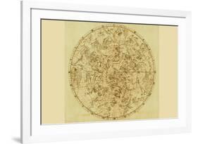 Celestial Map of the Mythological Heavens with Zodiacal Characters-Sir John Flamsteed-Framed Art Print