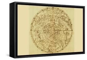 Celestial Map of the Mythological Heavens with Zodiacal Characters-Sir John Flamsteed-Framed Stretched Canvas