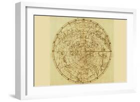 Celestial Map of the Mythological Heavens with Zodiacal Characters-Sir John Flamsteed-Framed Art Print