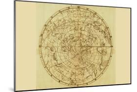 Celestial Map of the Mythological Heavens with Zodiacal Characters-Sir John Flamsteed-Mounted Art Print