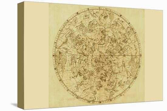 Celestial Map of the Mythological Heavens with Zodiacal Characters-Sir John Flamsteed-Stretched Canvas