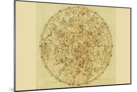 Celestial Map of the Mythological Heavens with Zodiacal Characters-Sir John Flamsteed-Mounted Art Print