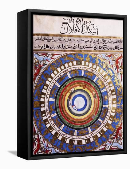 Celestial Map or Macrocosm from Ptolemaic Model, Miniature from Zubdat-Al Tawarikh-Silvestro Lega-Framed Stretched Canvas