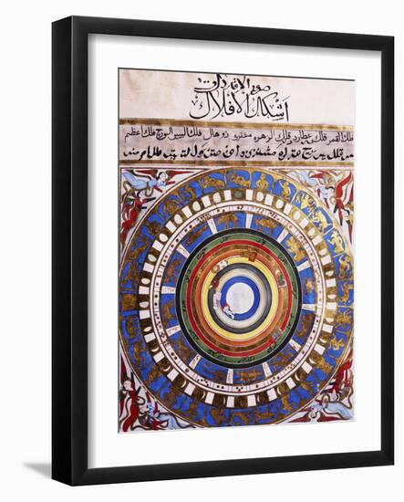 Celestial Map or Macrocosm from Ptolemaic Model, Miniature from Zubdat-Al Tawarikh-Silvestro Lega-Framed Giclee Print