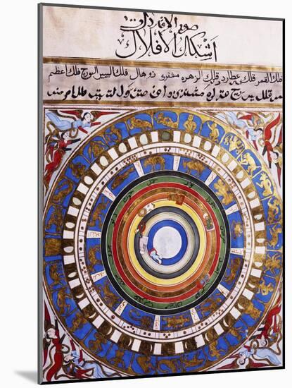 Celestial Map or Macrocosm from Ptolemaic Model, Miniature from Zubdat-Al Tawarikh-Silvestro Lega-Mounted Giclee Print