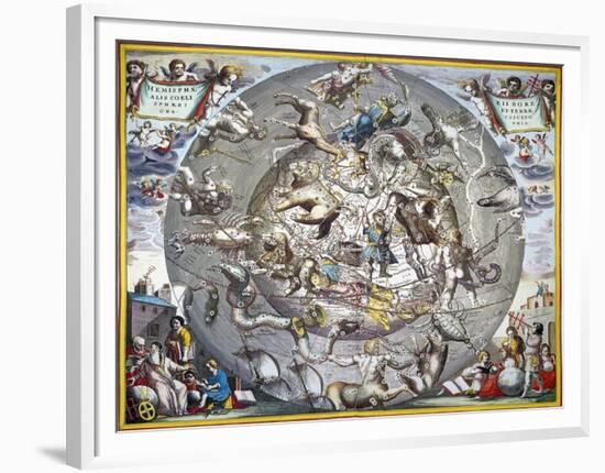 Celestial Planisphere, 1660-Andreas Cellarius-Framed Premium Giclee Print