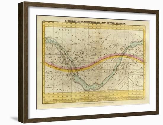 Celestial Planisphere, or Map of the Heavens, c.1835-Elijah H^ Burritt-Framed Art Print