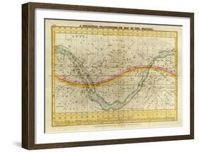 Celestial Planisphere, or Map of the Heavens, c.1835-Elijah H^ Burritt-Framed Art Print