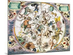 Celestial planisphere showing the signs of the zodiac, 1660-1661-Andreas Cellarius-Mounted Giclee Print
