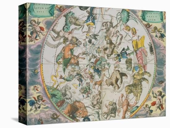 Celestial Planisphere Showing the Signs of the Zodiac-Andreas Cellarius-Stretched Canvas