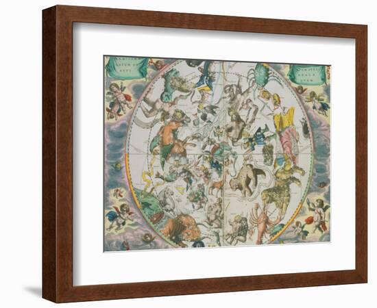 Celestial Planisphere Showing the Signs of the Zodiac-Andreas Cellarius-Framed Giclee Print