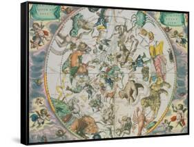 Celestial Planisphere Showing the Signs of the Zodiac-Andreas Cellarius-Framed Stretched Canvas