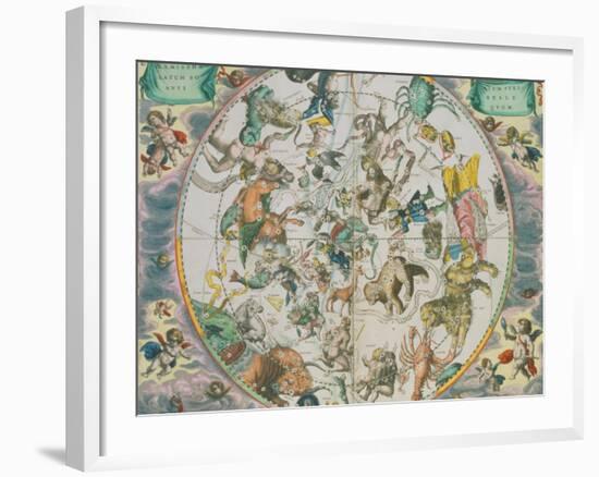 Celestial Planisphere Showing the Signs of the Zodiac-Andreas Cellarius-Framed Giclee Print