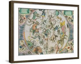 Celestial Planisphere Showing the Signs of the Zodiac-Andreas Cellarius-Framed Giclee Print