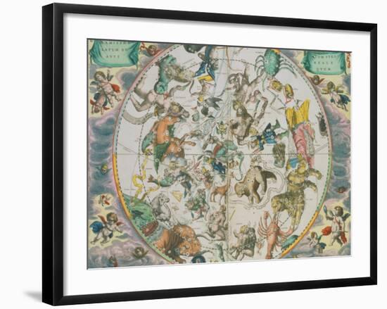Celestial Planisphere Showing the Signs of the Zodiac-Andreas Cellarius-Framed Giclee Print