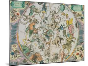 Celestial Planisphere Showing the Signs of the Zodiac-Andreas Cellarius-Mounted Giclee Print