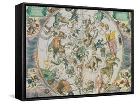 Celestial Planisphere Showing the Signs of the Zodiac-Andreas Cellarius-Framed Stretched Canvas